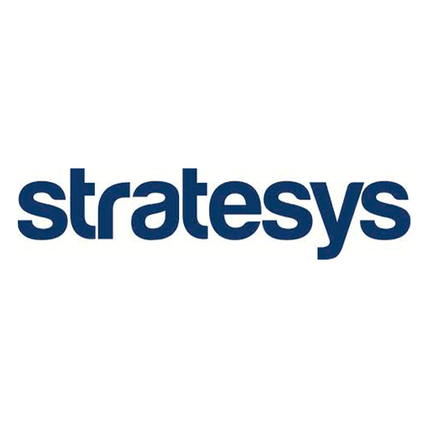 Logo of Stratesys with the brand name written in lowercase blue letters on a white background.