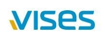 Logo with the word 'vises' in blue and a small yellow mark.